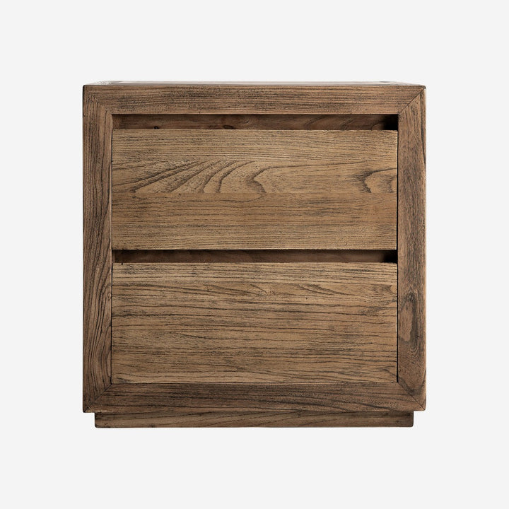 Mesita de noche de madera de olmo en color marrón 60 x 48 x 60 cm