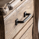 Mesita de noche de madera de olmo en color marrón 64 x 45 x 61 cm – detalle