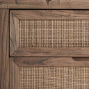 Mesita de noche de madera de olmo y ratán en color marrón – detalle