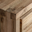 Mesita de noche de madera de teca reciclada en color marrón – detalle
