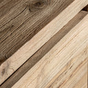 Mesita de noche de madera de teca reciclada en color marrón – detalle