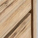 Mesita de noche de madera de teca reciclada en color marrón – detalle
