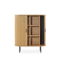 Mueble auxiliar de chapa de roble natural y patas de metal, 118 cm de alto, foto de producto (3)