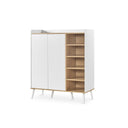 Mueble auxiliar de laminado blanco y patas de madera, foto de producto