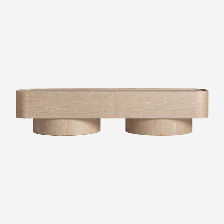 Mueble para TV de chapa de roble y madera contrachapada en color crema