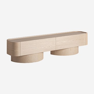 Mueble para TV de chapa de roble y madera contrachapada en color crema