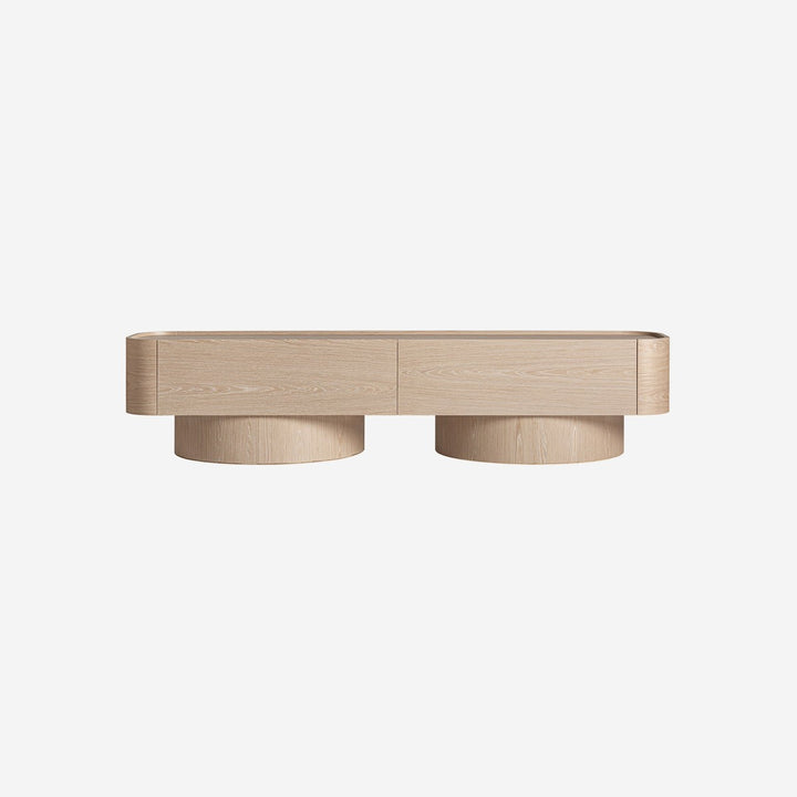 Mueble para TV de chapa de roble y madera contrachapada en color crema
