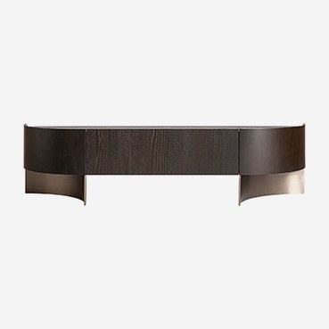 Mueble para TV de chapa de roble y madera contrachapada en color marrón