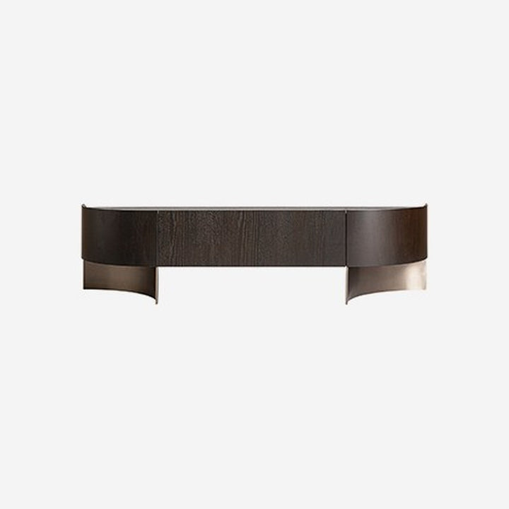 Mueble para TV de chapa de roble y madera contrachapada en color marrón