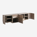 Mueble para TV de chapa de roble y MDF en color marrón