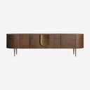 Mueble para TV de chapa de roble y MDF en color marrón teñido