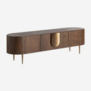 Mueble para TV de chapa de roble y MDF en color marrón teñido