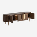 Mueble para TV de chapa de roble y MDF en color marrón teñido