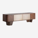 Mueble para TV de madera contrachapada y chapa de olmo en color marrón