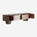 Mueble para TV de madera contrachapada y chapa de olmo en color marrón