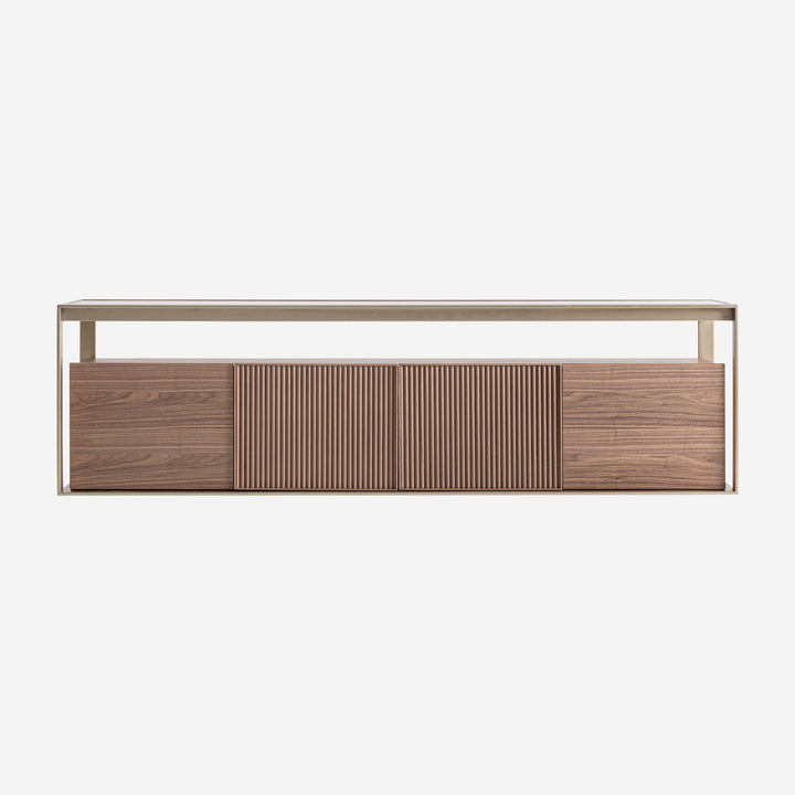 Mueble para TV de madera de fresno y cristal en color marrón claro