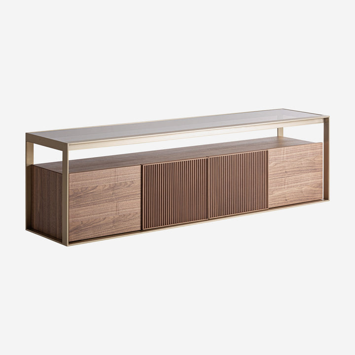 Mueble para TV de madera de fresno y cristal en color marrón claro