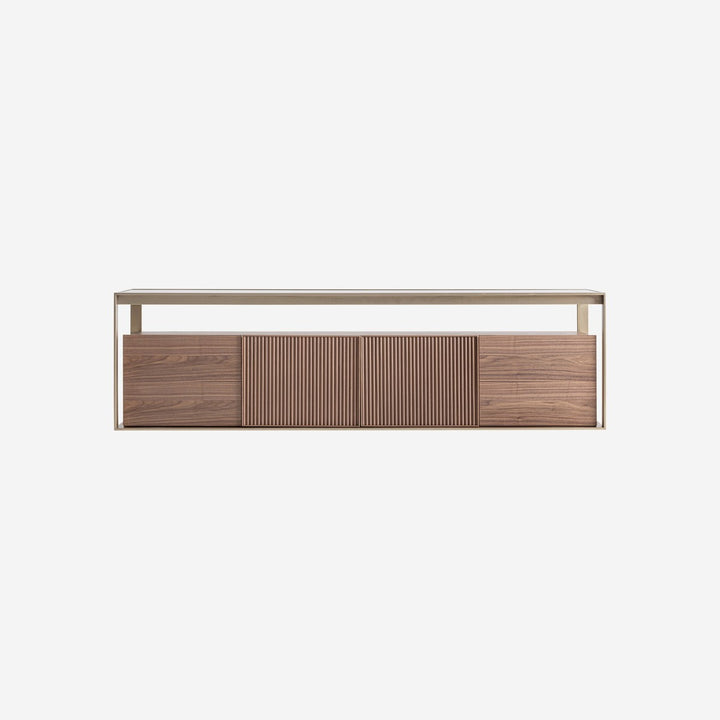 Mueble para TV de madera de fresno y cristal en color marrón claro