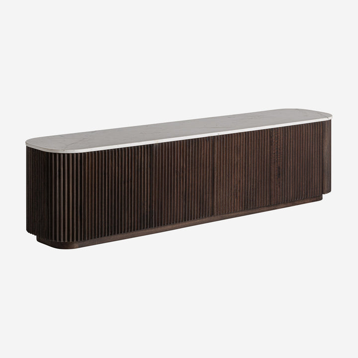 Mueble para TV de madera de mango y mármol en color marrón 200 x 40 x 50 cm