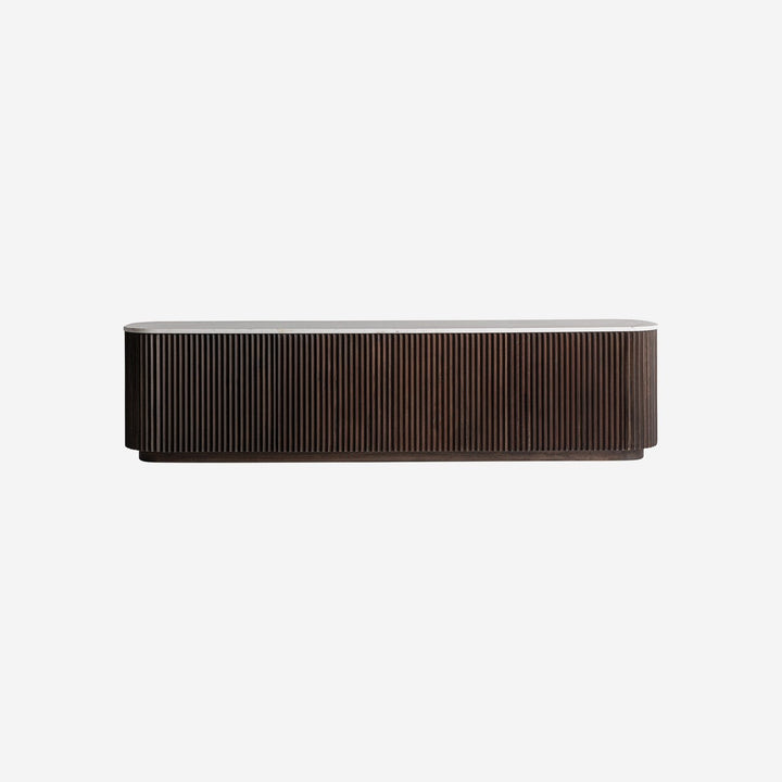 Mueble para TV de madera de mango y mármol en color marrón 200 x 40 x 50 cm