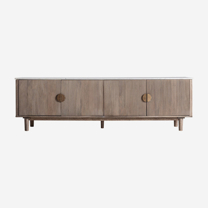 Mueble para TV de madera de mango y mármol en color marrón 200 x 45 x 60 cm