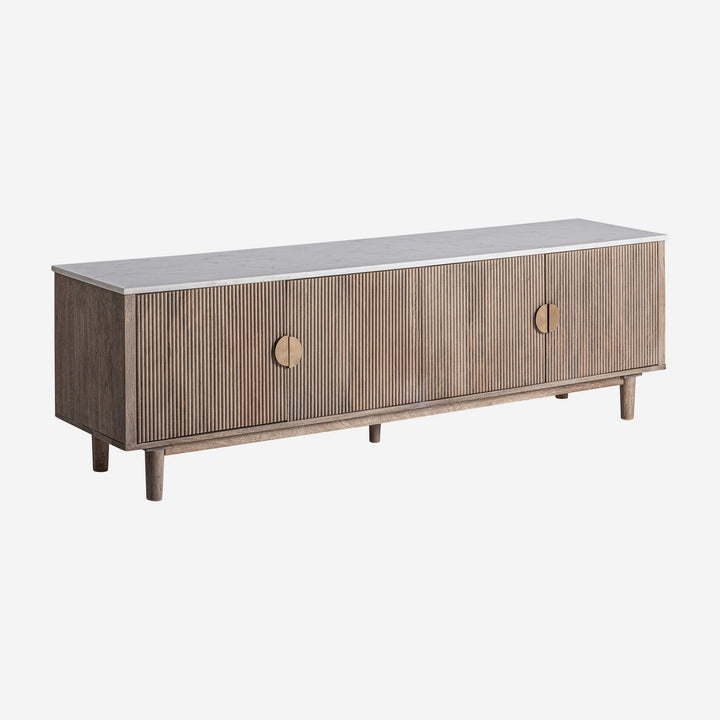 Mueble para TV de madera de mango y mármol en color marrón 200 x 45 x 60 cm