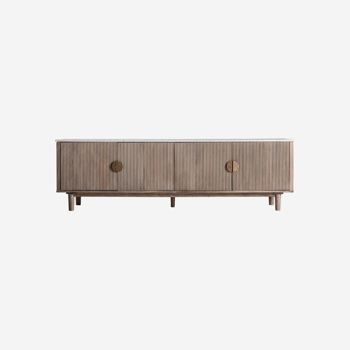 Mueble para TV de madera de mango y mármol en color marrón 200 x 45 x 60 cm