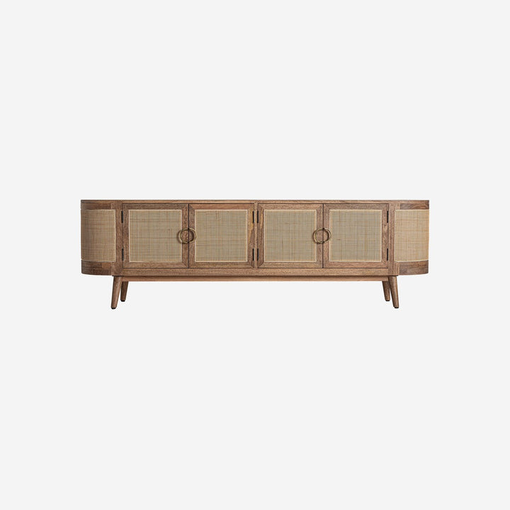 Mueble para TV de madera de mango y mimbre en color marrón