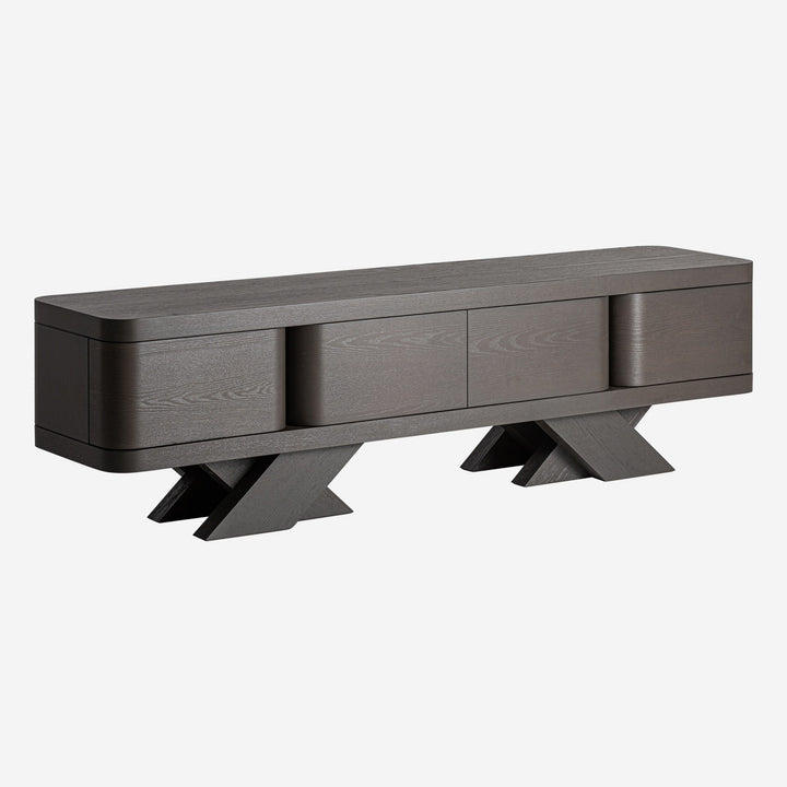 Mueble para TV de madera de roble en color negro 200 x 45 x 55 cm