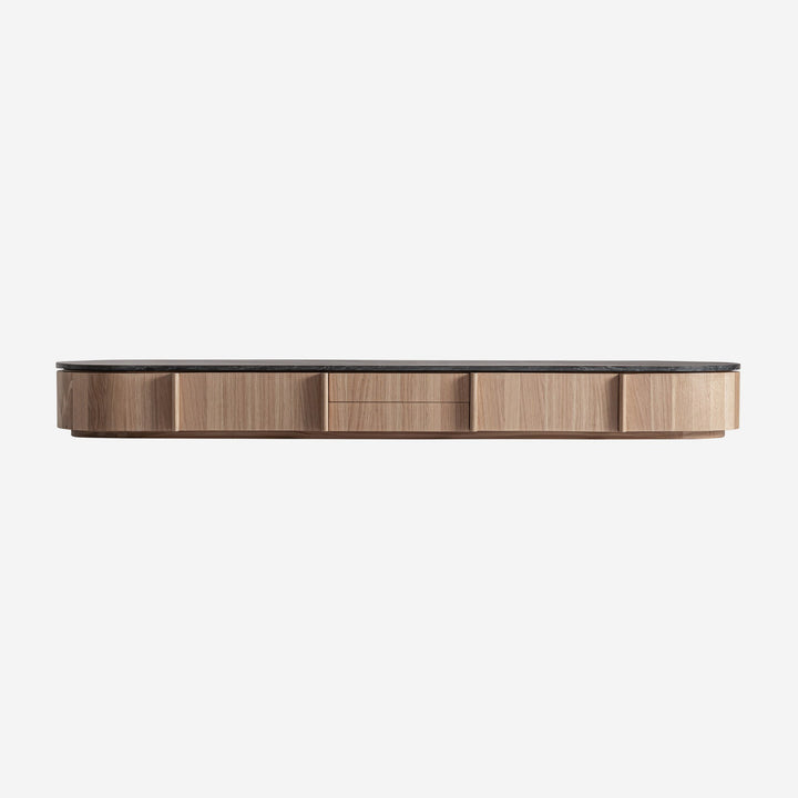 Mueble para TV de madera de roble y mármol en color marrón claro