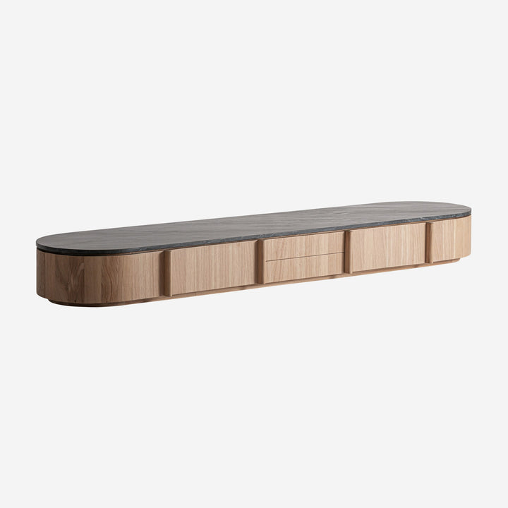 Mueble para TV de madera de roble y mármol en color marrón claro