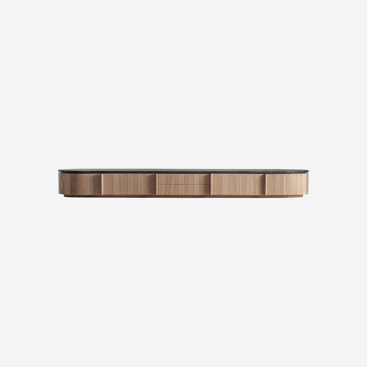 Mueble para TV de madera de roble y mármol en color marrón claro
