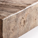 Mueble para TV de madera de teca reciclada en color marrón envejecido – detalle