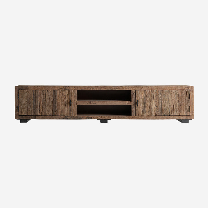 Mueble para TV de madera recuperada y hierro en color marrón 250 x 45 x 52 cm