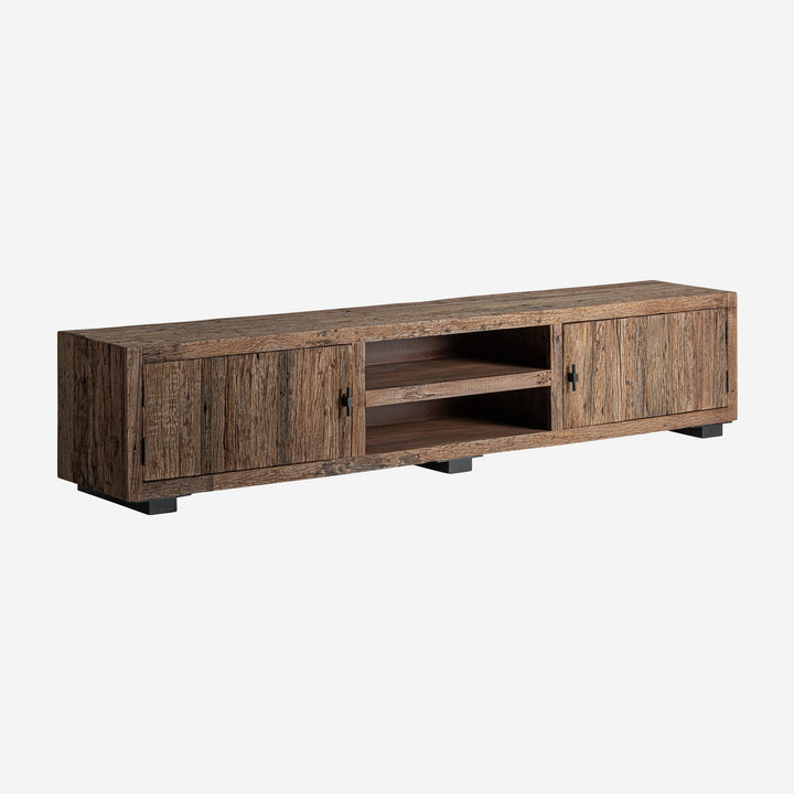 Mueble para TV de madera recuperada y hierro en color marrón 250 x 45 x 52 cm