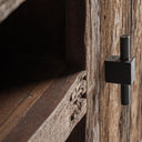 Mueble para TV de madera recuperada y hierro en color marrón 250 x 45 x 52 cm – detalle