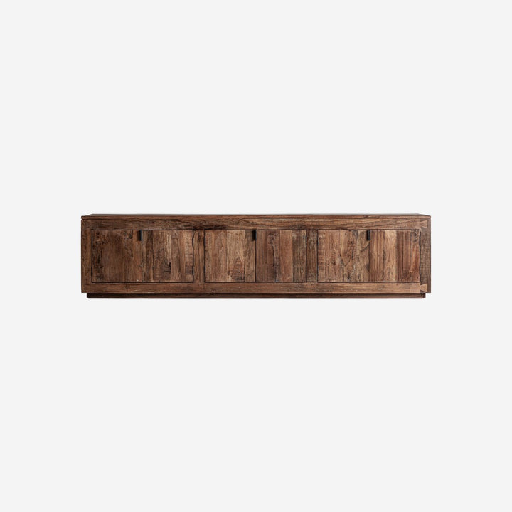 Mueble para TV de madera recuperada y hierro en color marrón 253 x 45 x 60 cm
