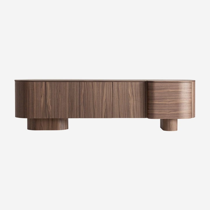 Mueble para TV de MDF y chapa de nogal en color marrón
