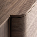 Mueble para TV de MDF y chapa de nogal en color marrón – detalle