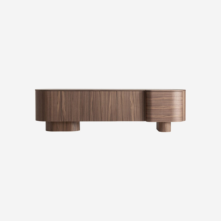 Mueble para TV de MDF y chapa de nogal en color marrón