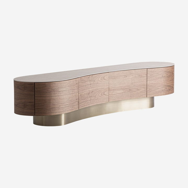 Mueble para TV de porcelánico y MDF en color beige