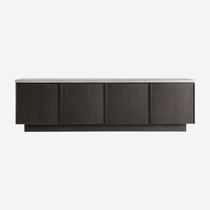 Mueble para TV de travertino y madera de fresno en color gris