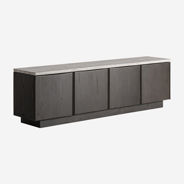 Mueble para TV de travertino y madera de fresno en color gris
