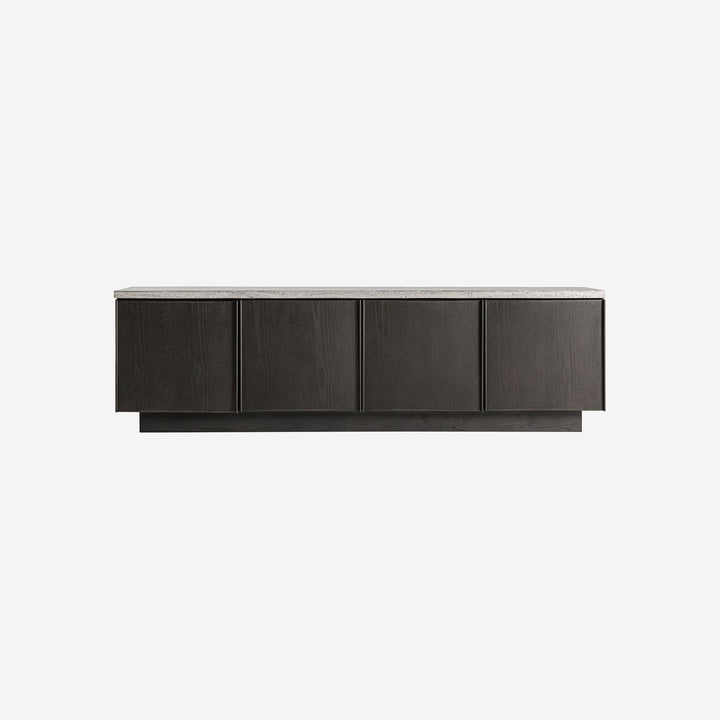 Mueble para TV de travertino y madera de fresno en color gris