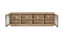 Mueble de TV de madera maciza natural con cuatro huecos abiertos en arco, 200 cm, foto de producto (3)