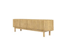 Mueble de TV de madera maciza natural con frente de lamas y patas rectas, 200 cm, foto de producto