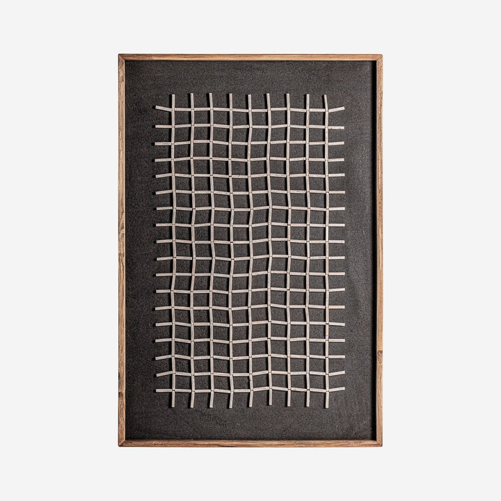 Panel decorativo de madera de pino reciclado en tonos oscuros
