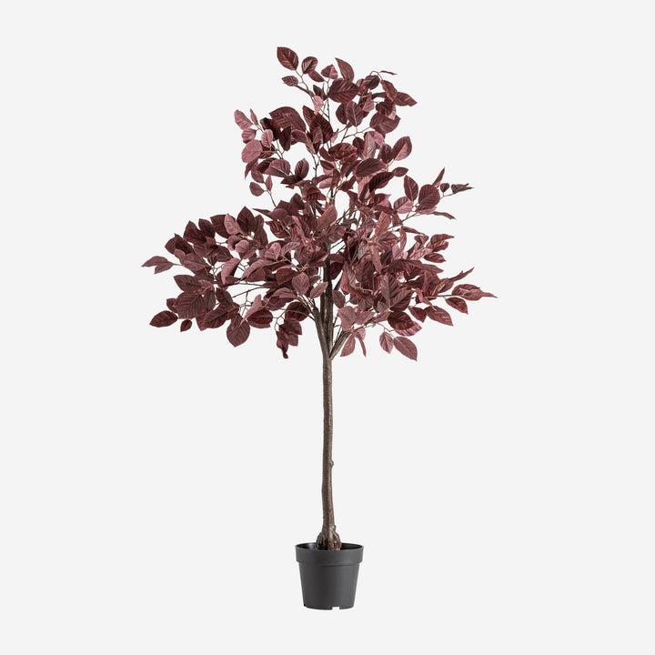 Planta artificial de poliéster y polietileno en color rojo oscuro