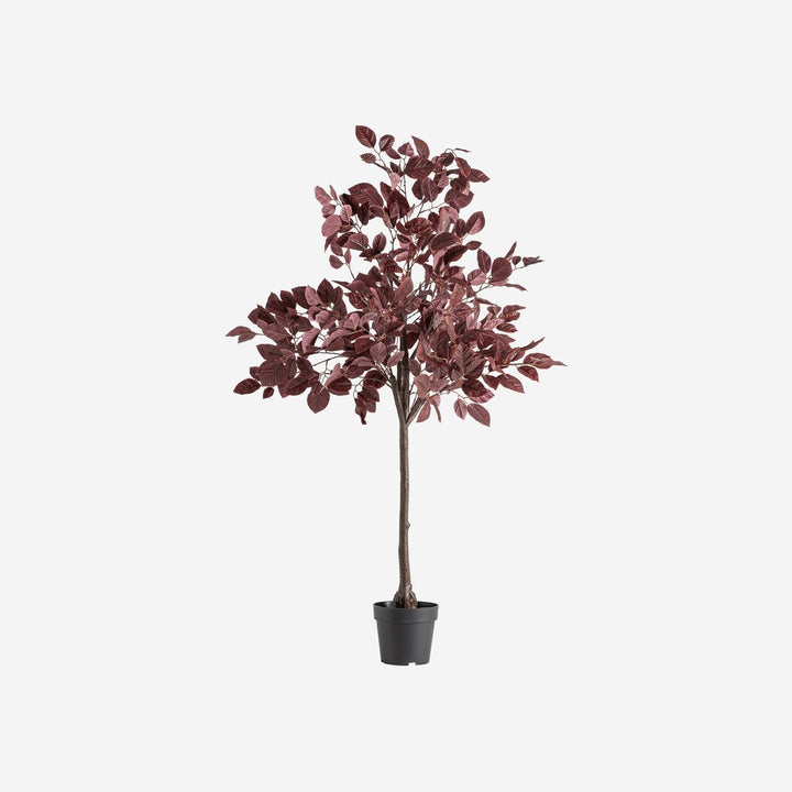 Planta artificial de poliéster y polietileno en color rojo oscuro