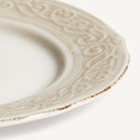Plato de cerámica en color blanco (pack de 6) – 27 x 27 x 2 cm – detalle